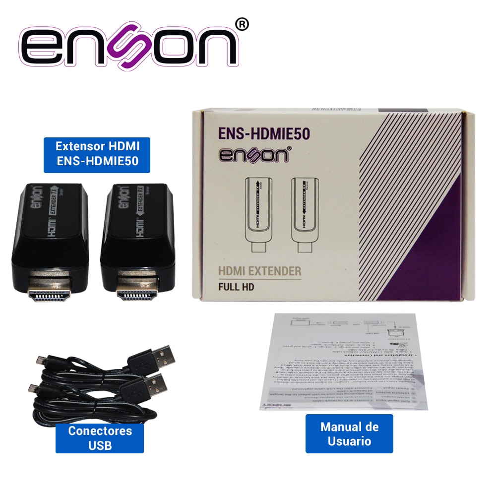 EXTENSOR HDMI ENSON ENS-HDMIE50 50MTS FULL HD 1080P@60HRZ