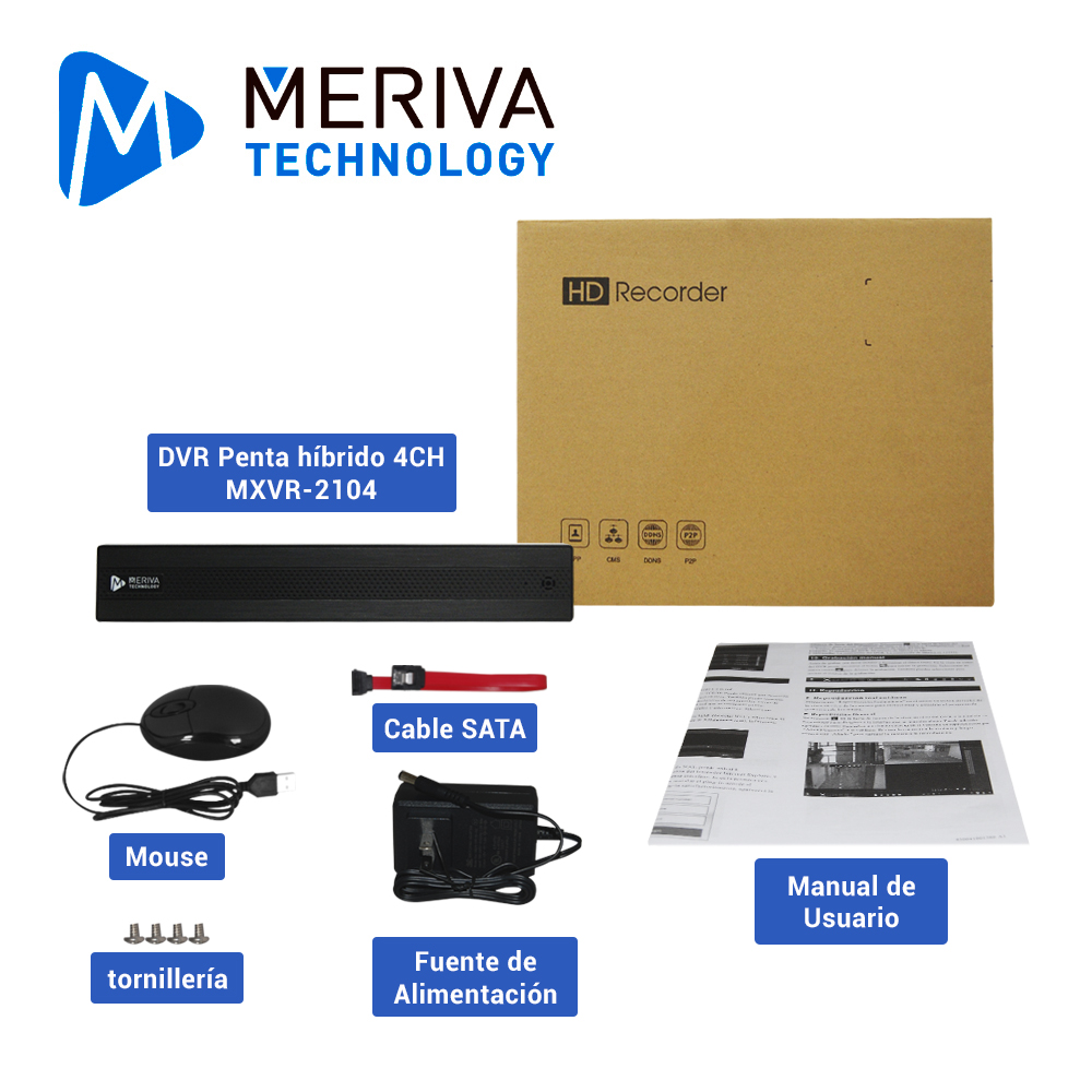 DVR MERIVA TECHNOLOGY MXVR-2104 HD H.265 6CH 2MP