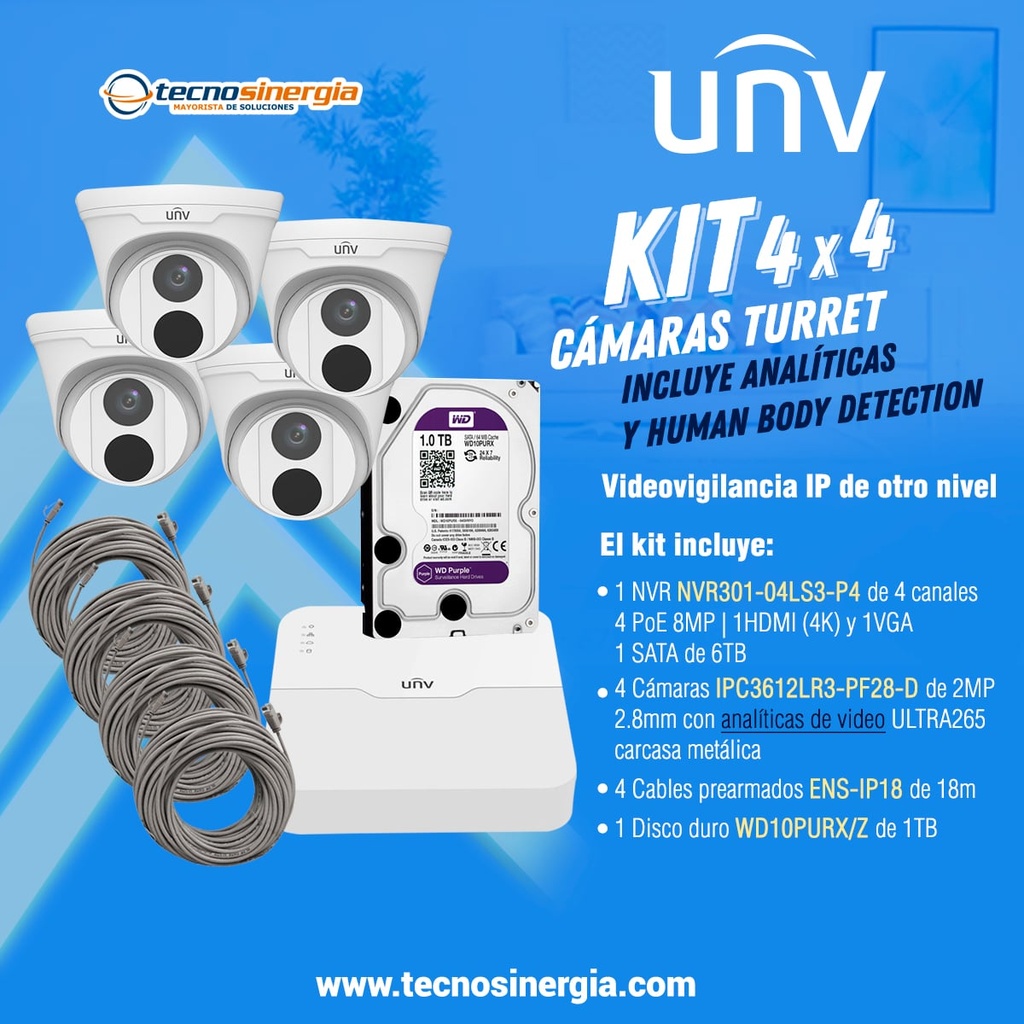 KIT TURRET FULLHD HUMAN BODY DETECTION UNV 4x